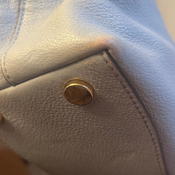 Michael Kors Raven Light Blue Pebbled Leather Large Shoulder Bag - Picture 10 of 13